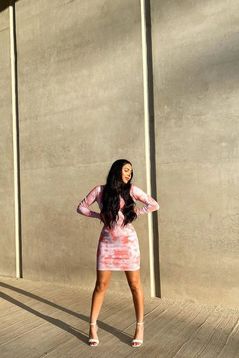 Orange Tie Dye Asymmetric Cut Out Mini Dress - Riella - Image 3