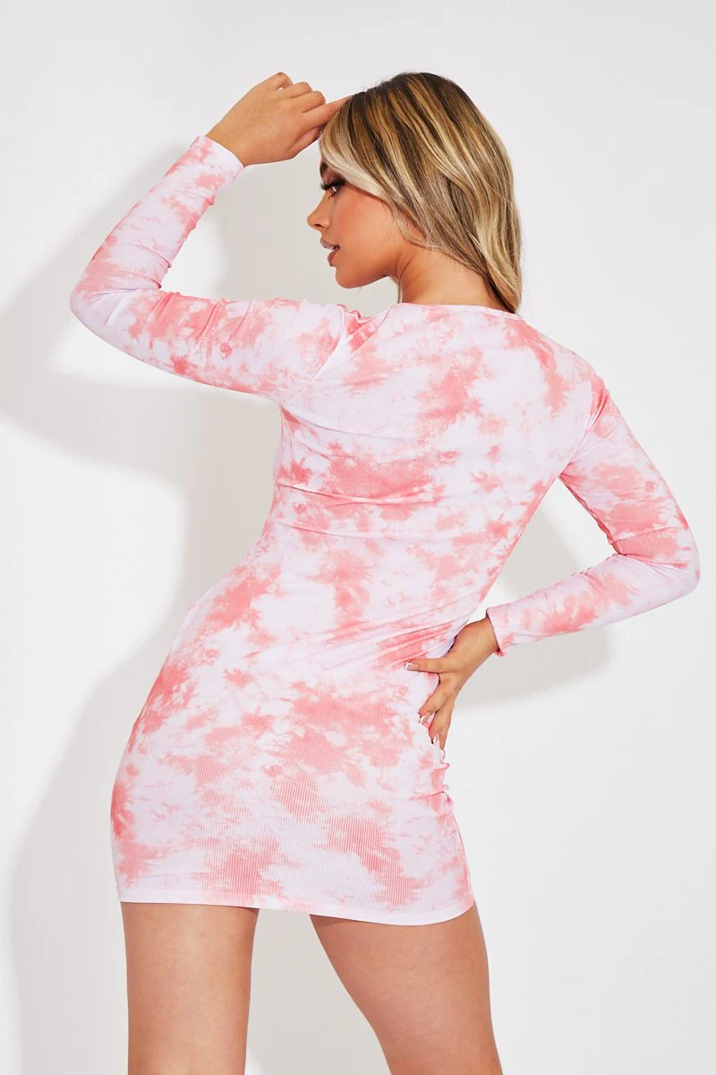 Orange Tie Dye Asymmetric Cut Out Mini Dress - Riella - Image 8