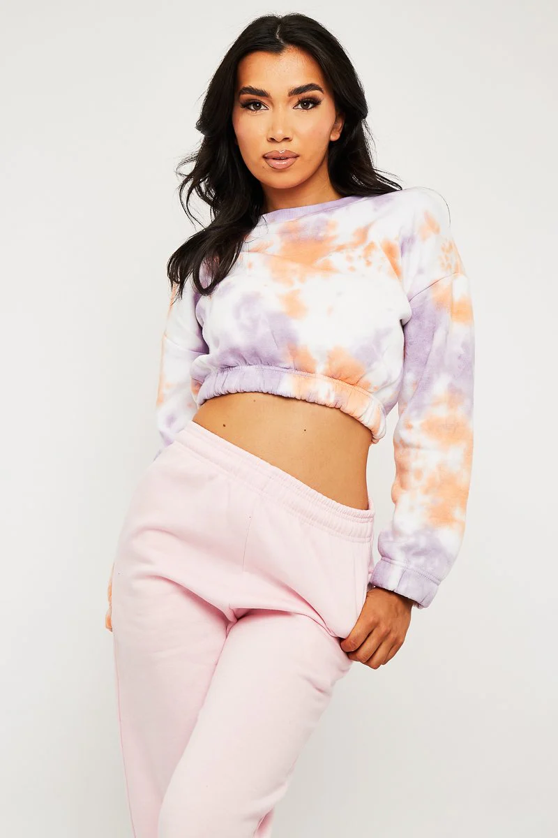 Orange Tie Dye Gathered Waist Sweatshirt - Amirra - Image 3