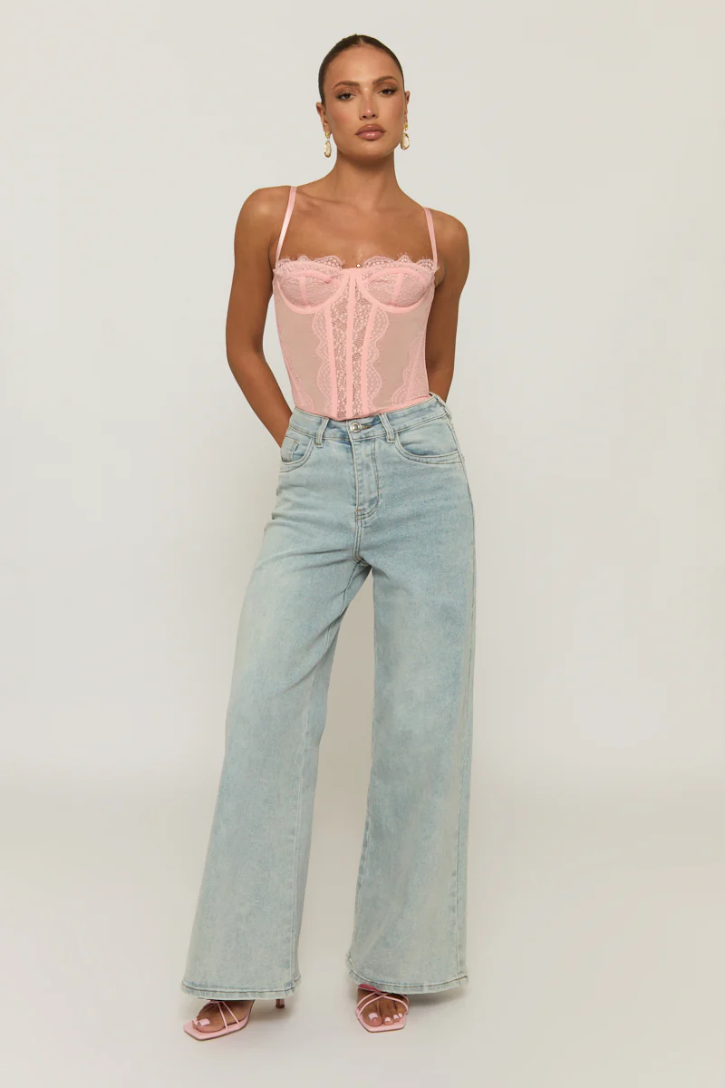 Pink Eyelash Lace Corset Top - Peru - Image 4