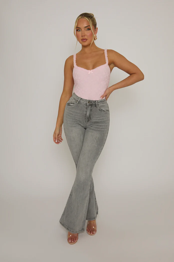 Pink Lace Frill Strap Bodysuit - Nelle - Image 3