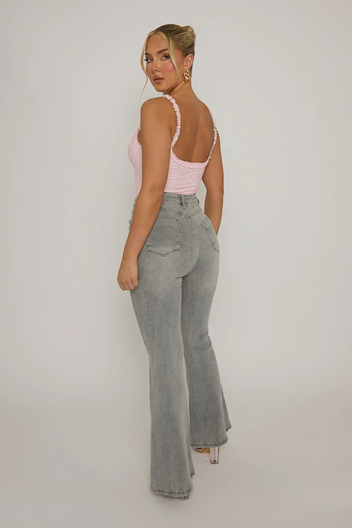 Pink Lace Frill Strap Bodysuit - Nelle - Image 5