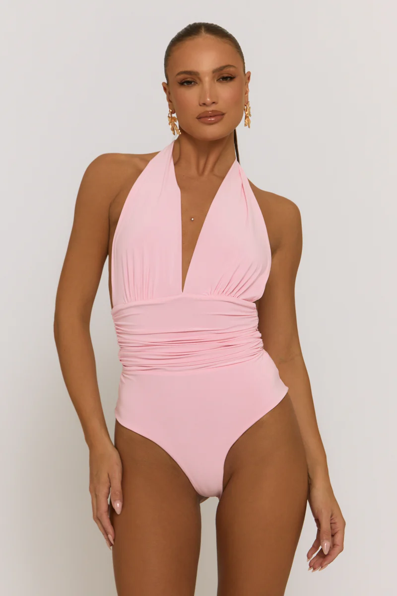 Pink Slinky Plunge Bodysuit - Akari - Image 4