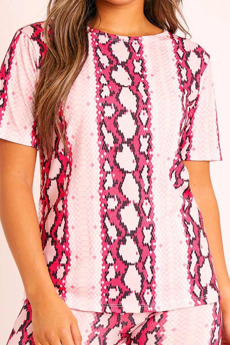 Pink Snake T-shirt Cycling Short Set - Alissandra - Image 4