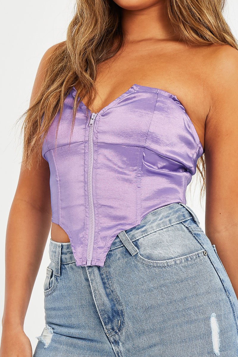 Purple Taffeta Sheen Finish Corset Top - Arami - Image 4