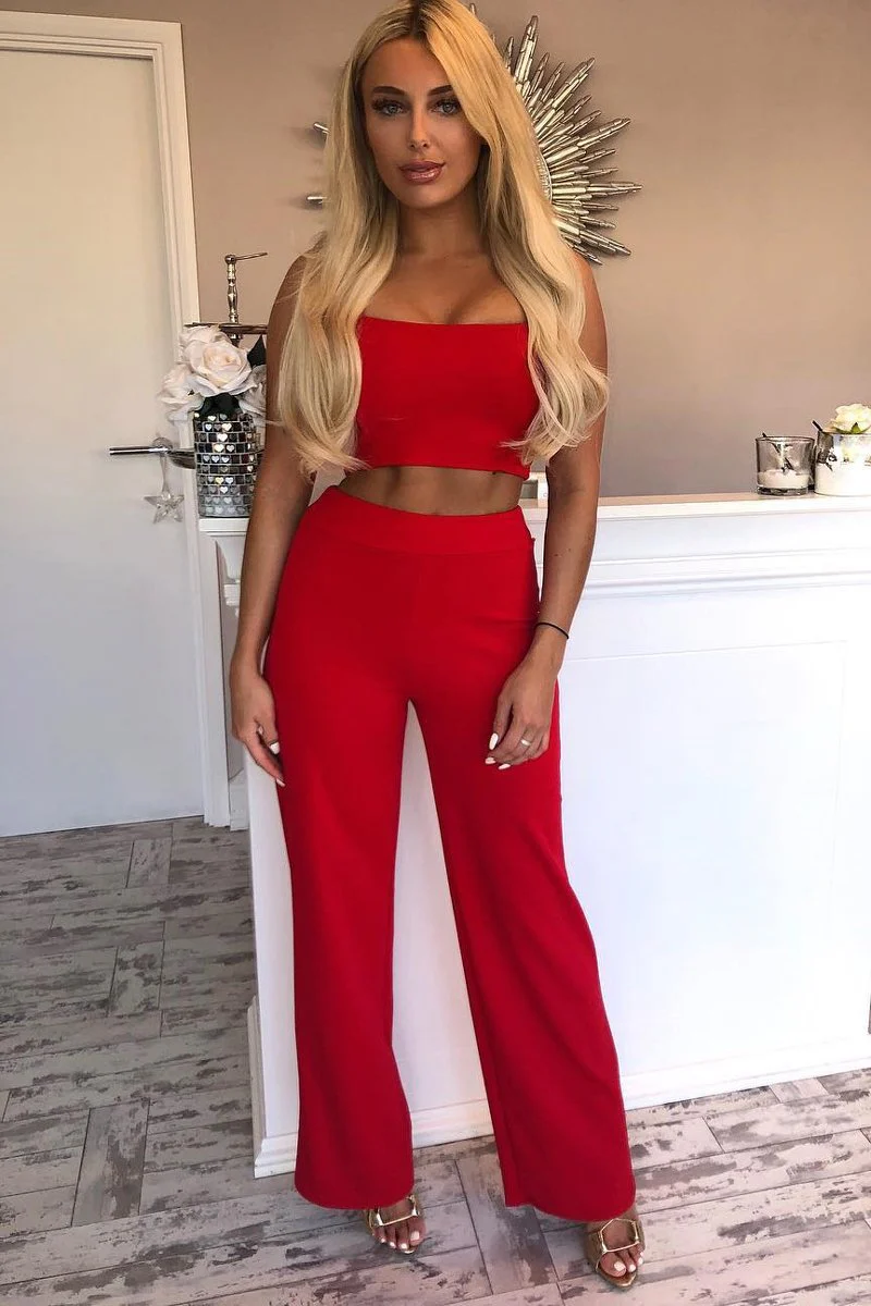 Red Crop Top and Trousers Co-ord Set - Kimmy - Image 8