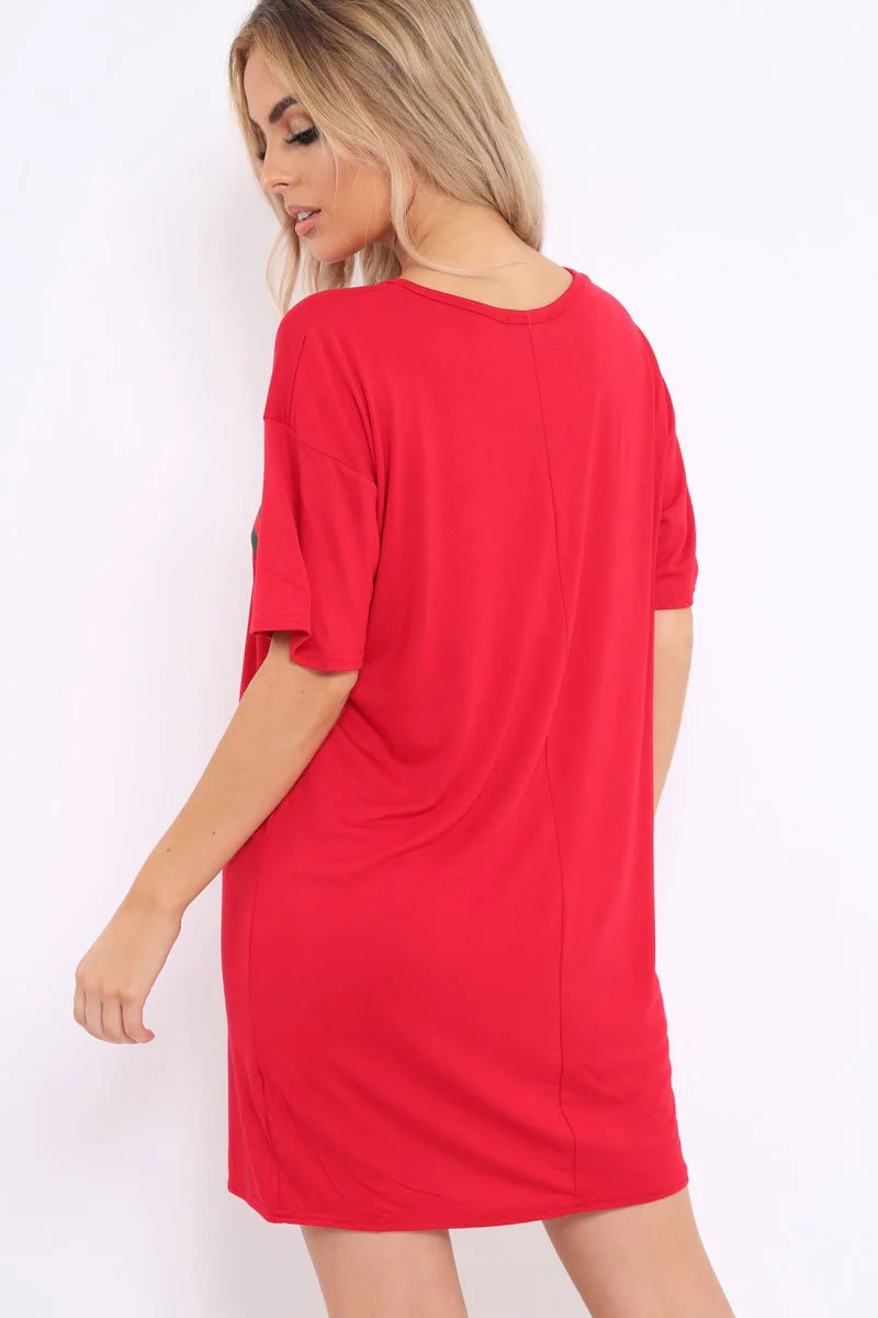 Red Stripe Front T Shirt Dress - Kamden - Image 4