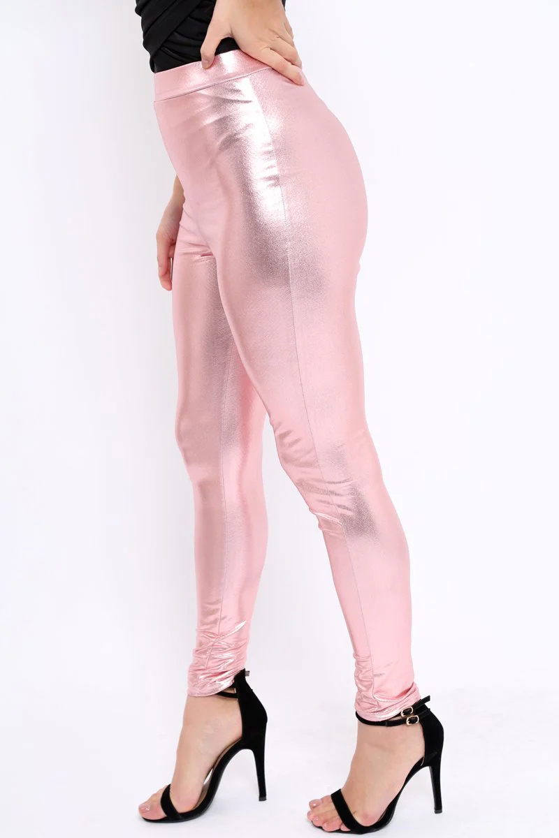 Rose Metallic PU Leggings - Rio - Image 5
