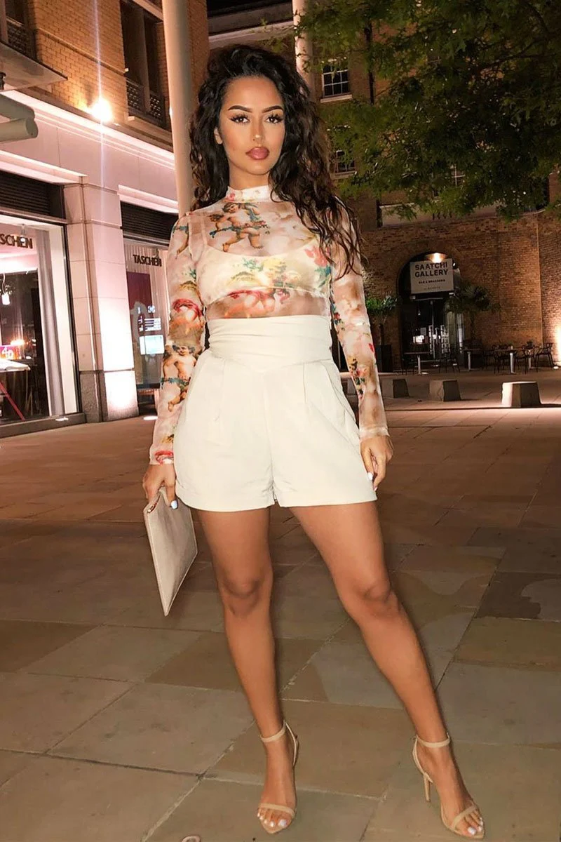 Stone High Waisted Tailored Shorts - Emile - Image 6