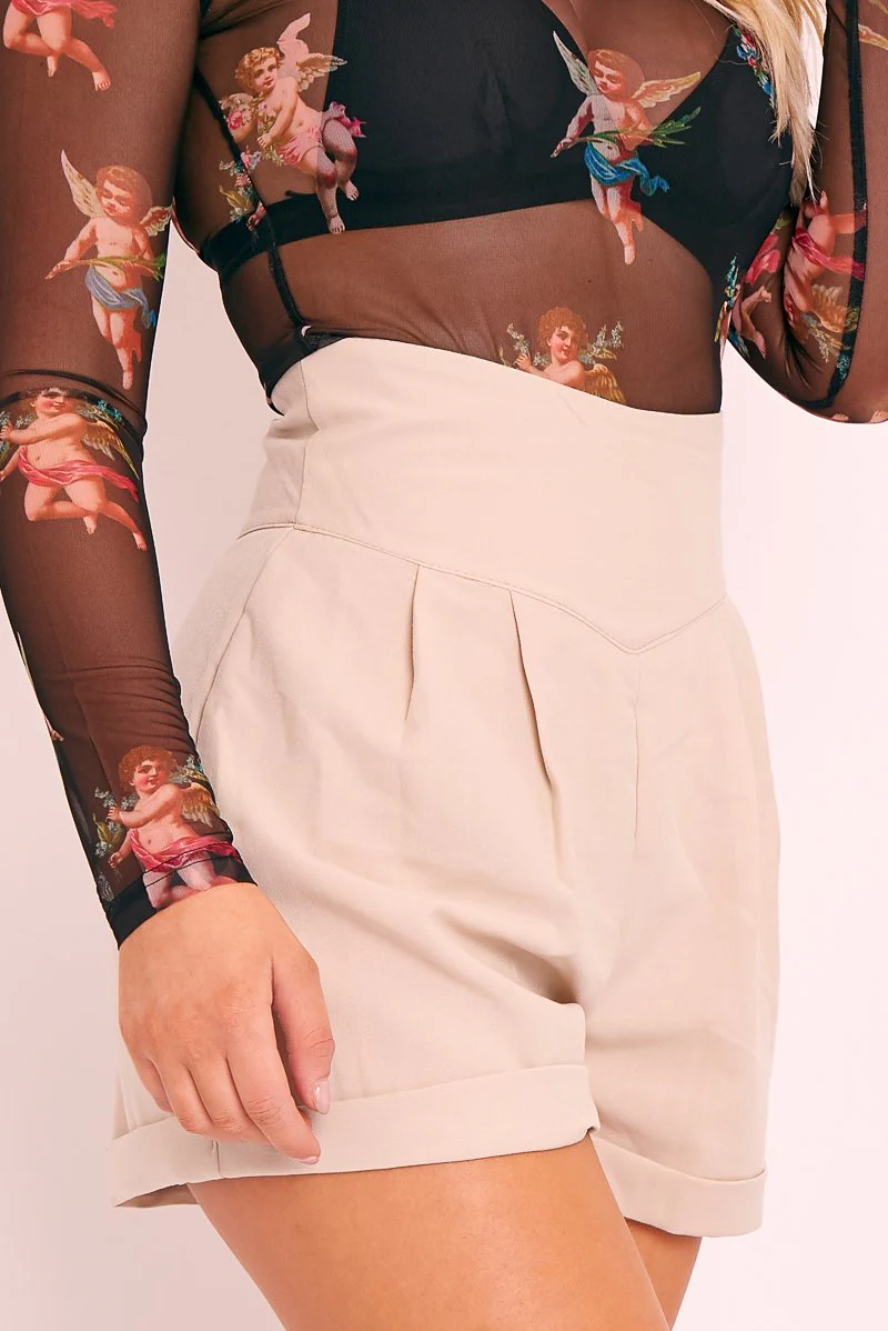 Stone High Waisted Tailored Shorts - Emile - Image 9