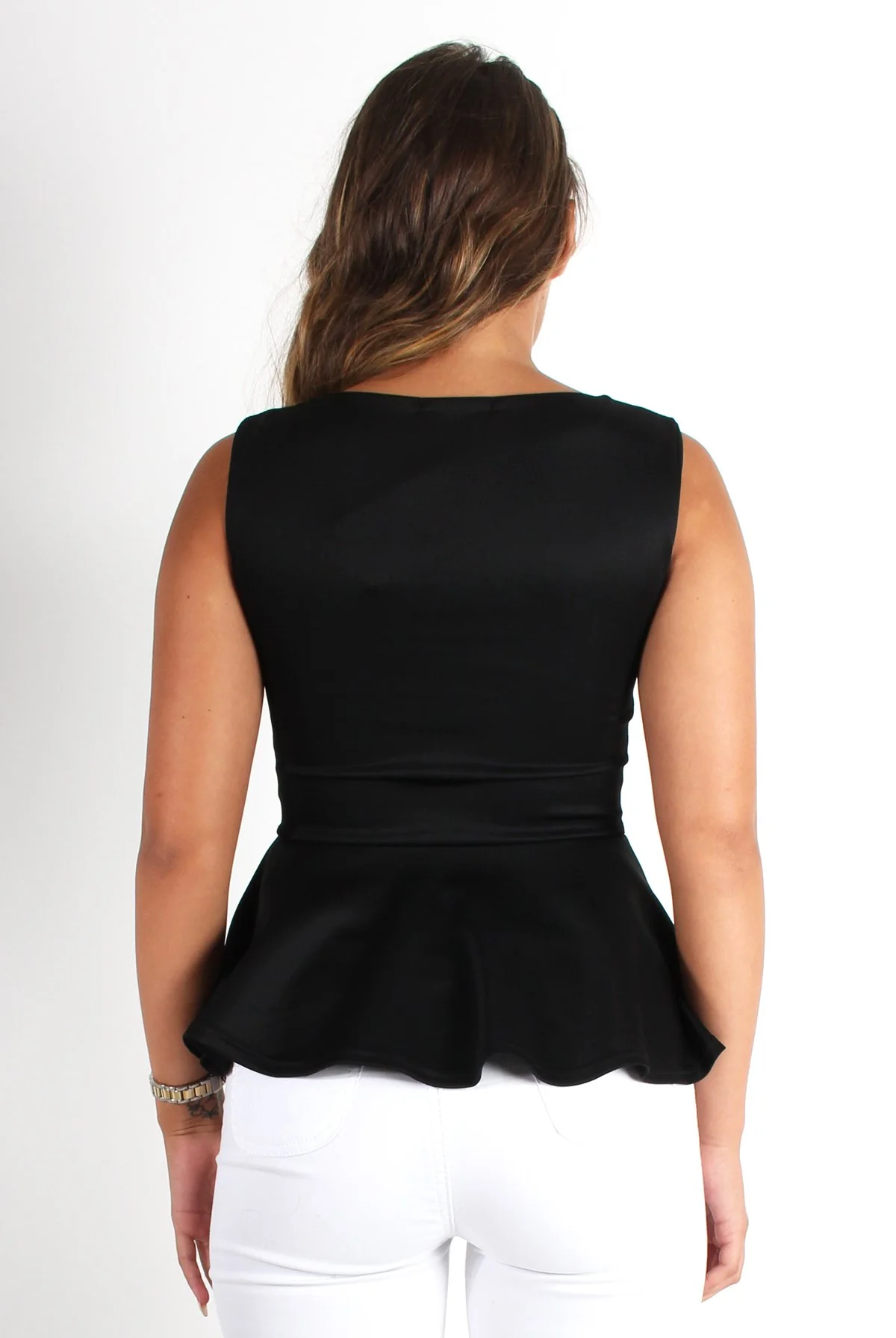 Tillie Black Tie Up Peplum Top - Image 3