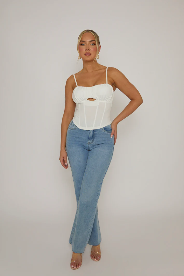 White Boned Strappy Corset Top - Edita - Image 3