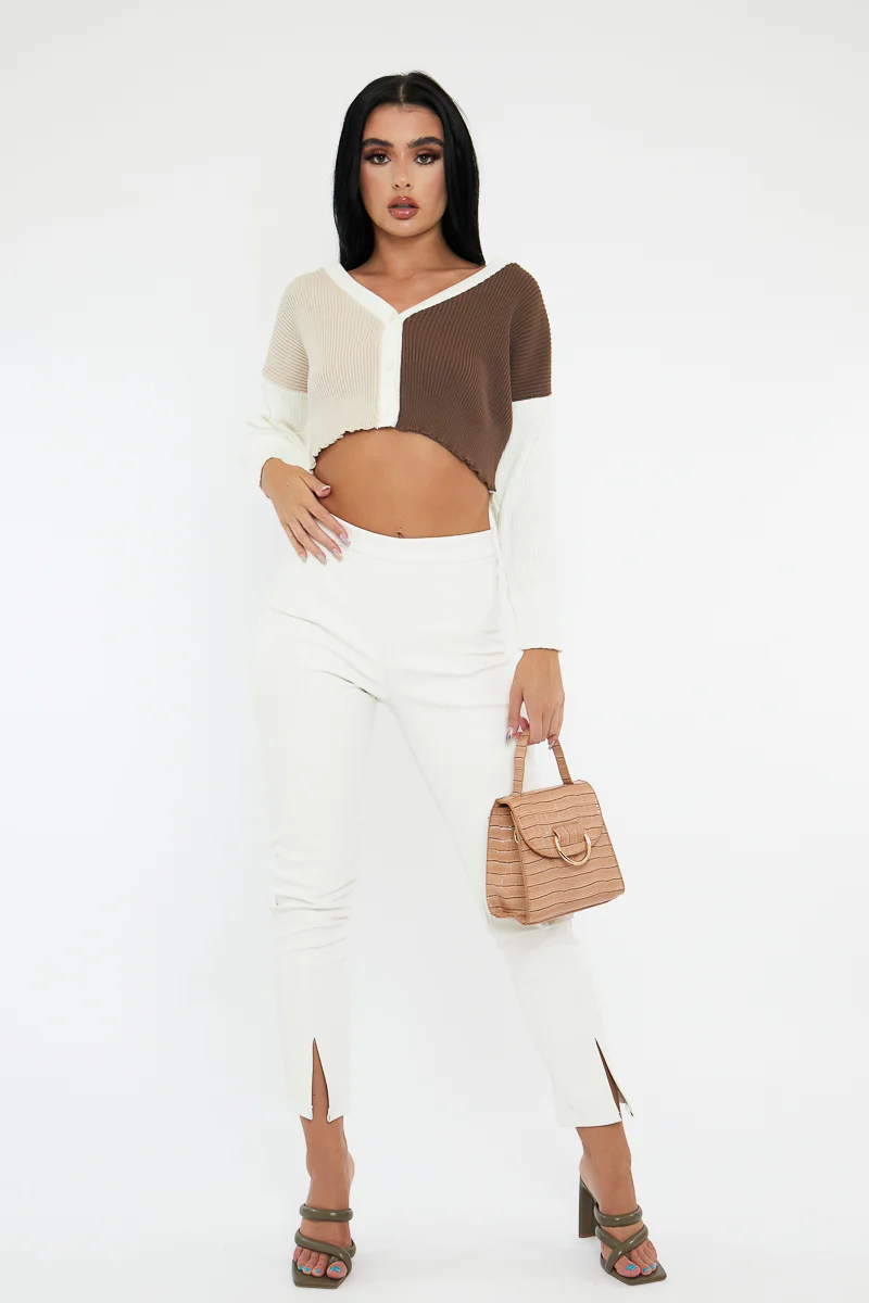 White PU Leather Front Slit Trousers - Caro - Image 6