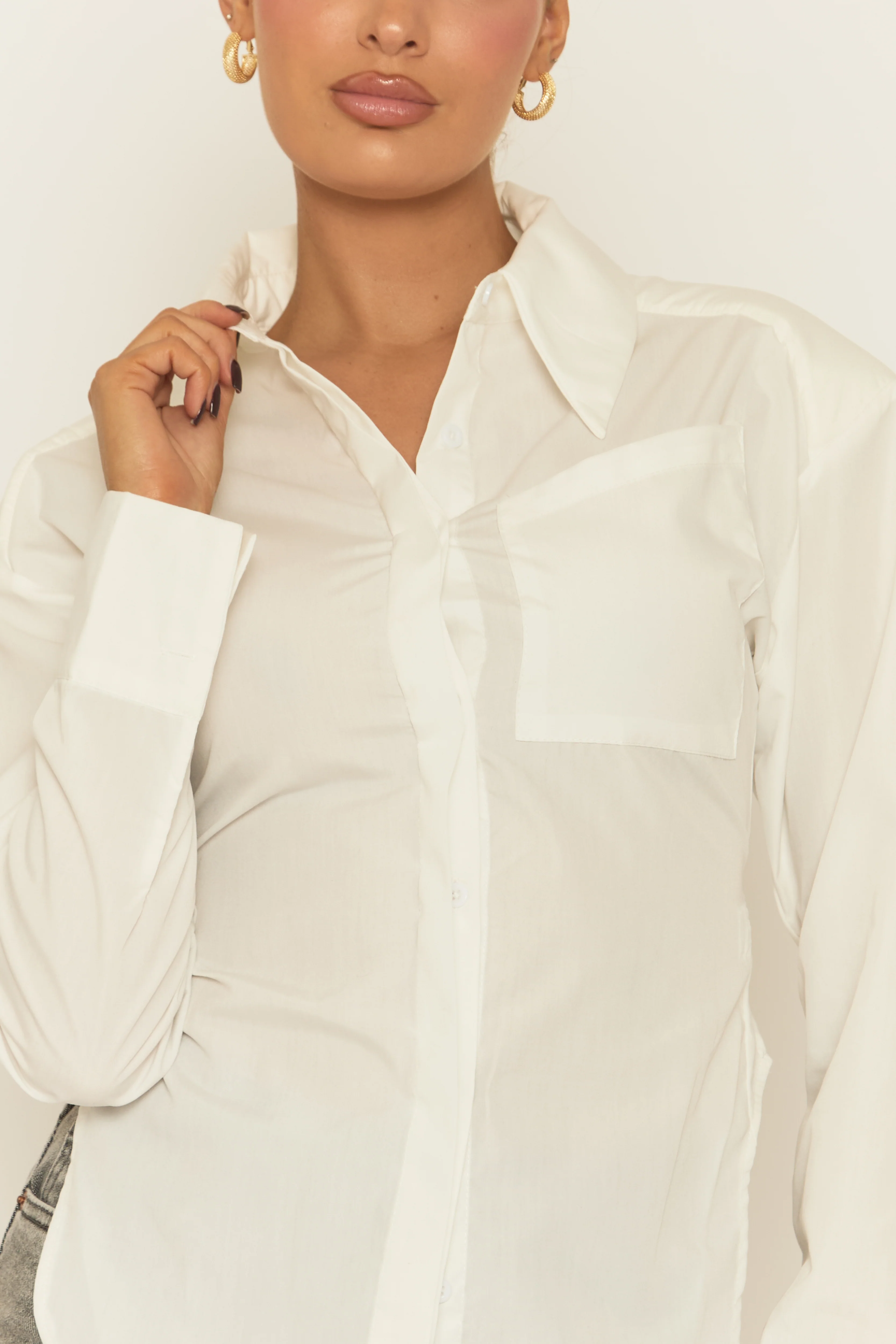 White Tie Back Long Sleeve Shirt - Harris - Image 5